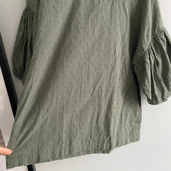 LOFT Anne Taylor 100% Cotton Oversized Sage Green Balloon Sleeve Blouse Size S - Picture 9 of 16